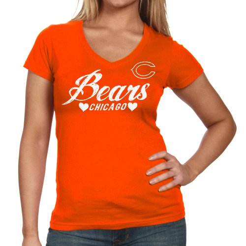 Chicago Bears Heart Script Baby Jersey T-Shirt - Orange (Small)