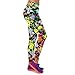 Shensee High Waist Fitness Yoga Athlete Pantyhouse Printed Stretch Cropped Leggings (S, Black+Yellow)