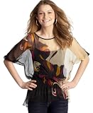 Angie Sheer Floral Butterfly Blouse with Camisole