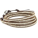 Chan Luu Sterling Silver Bead Brown Leather Wr