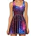 Followme2shop Bodycon & Dress Women Galaxy Purple Reversible Skater Pleated Sundress