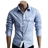 Mens Casual Pocket Point Slim Dress Shirts(HC908)