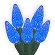 Set of 50 Commercial Grade Blue LED C6 Christmas Lights - Green Wire