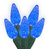 commercial grade outdoor furniture-Set of 50 Commercial Grade Blue LED C6 Christmas Lights - Green Wire