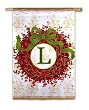 Monogram Holiday Wreath Regular Size Flag L Monogram Holiday Wreath Regular Size Flag L