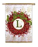 Monogram Holiday Wreath Regular Size Flag L