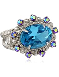 Sorrelli "Northern Lights" Oval Crystal Silver-Tone Adjustable Ring