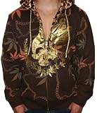 CHRISTIAN AUDIGIER Ed Hardy SMET Mens Skull Tattoo Hoodie Shirt Hooded Sweatshirt Reversable