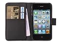 Chelsea Compact Leather Wallet Case for iPhone 4G/4S-Black