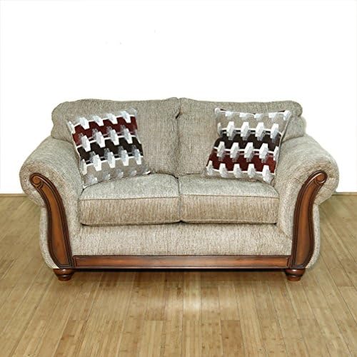 2 Pc Solid Wood Beige Sofa Couch & Loveseat Living Room Set