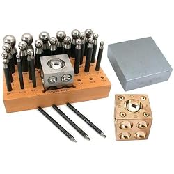 28 Jewelers Dapping Punches T-Shaped Anvil Bench Blocks