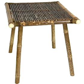Unique Distinctive Rustic Natural Lamp Table - 27" Japanese Design Bamboo Folding Leg End Table Occassional Table