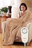 Sunbeam Imperial Cuddle Up Dark Sand Microplush Electric Heated Warming Throw Blanket