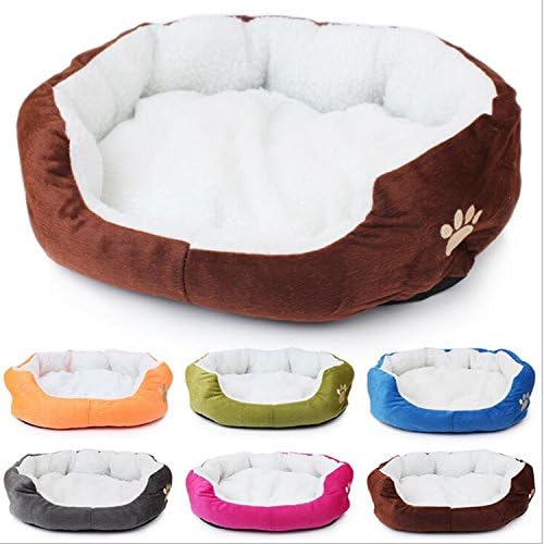 CnHonorable Brown Cute Paw Print Cats Puppy Beds Comfortable Pets Dog Kitten Beddings House Nest Pad Soft Fleece Bed Home&amp;Garden Products