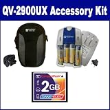 Casio Exilim QV-2900UX Digital Camera Accessory Kit includes: T44654 Memory Card, SB257 Charger, SDC-22 Case