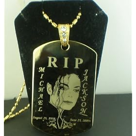 Michael Jackson RIP Large dog tag pendant necklace