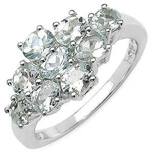 1.35 Carat Genuine Aquamarine Sterling Silver Ring
