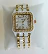 Geneva Ceramic looking Gold Quartz Designer Inspired watch with Diamonds Square Case Dail with Roman Numerber