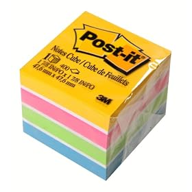 Post-it® Notes, Original Cube, 2 Inches x 2 Inches, Assorted Neon and Ultra Colors, One Pad per Pack