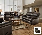 SIMMONS 50365 BLACKJACK BROWN LEATHER THEATER CUPHOLDERS STORAGE RECLINING CHAIR