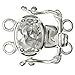 .925 Sterling Silver Clear Cz Crystal Pearl Box Clasp 15mm Connector Switch Bead with Safety Lock
