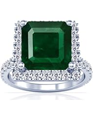 Platinum Emerald Cut Emerald Ring With Sidestones