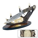 Custom Eagle Bowie Knife with Antler Display