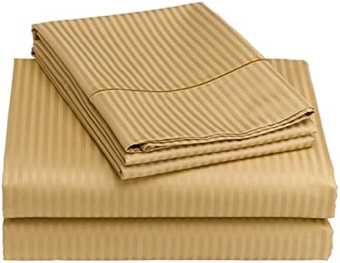 MILANI COLLECTION Striped SPLIT KING Sateen Sheet Set, GOLD