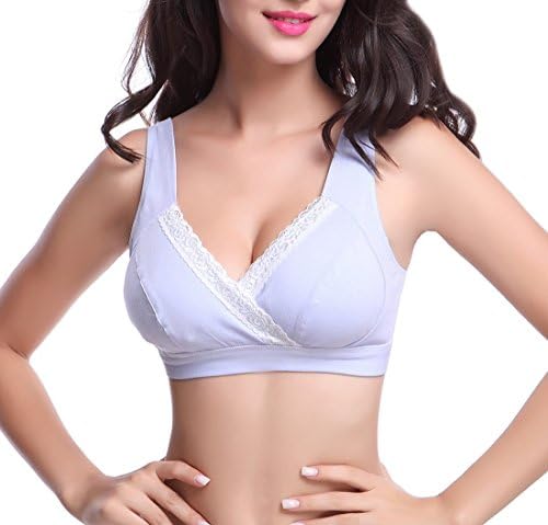 Unilove Wirefree Maternity Nursing Bra Seamless Adjustable Cotton Sleep Bralette with Bra Extender (M, Purple)