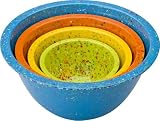 Set of 4 Multi Confetti Melamine Mixing Bowls Turquoise
