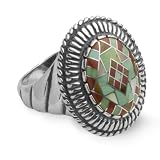Bold Channel Inlay Earthtone Ring silver graphics