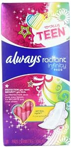 Always Totally Teen Radiant Infinity Pads 28 Count