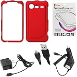 GTMax Red Rubber Hard Snap On Plastic Protector Cover Case + Clear LCD Scre ....