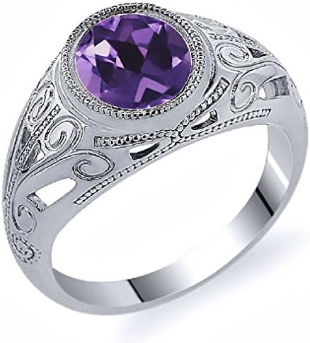 Pink Cookie Oval Purple Amethyst Silver Men's Ring