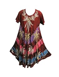 Embroidered Sheer Tie Dye Print Viscose Cap Sleeves Short Sleeves  Dress