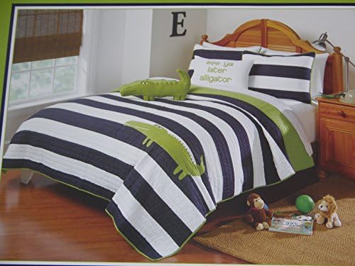 Ivy Hill Home Alligator Full / Queen Blue Stripe Quilt