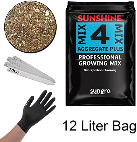 VARIOUS AMOUNT SUNGRO SUNSHINE GROWING MIX #4 AGGREGATE PLUS + THCiTY GLOVES &amp; STAKES - 12 Liter Bag