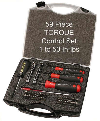 Wiha 28589 Torque Control Set, Accurate Torque 1 to 50 Inch-Pounds, 59 Piece