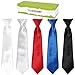 Bundle Monster 5pc Solid Color Boys Formal Wear Pre-Tied Polyester Necktie Set