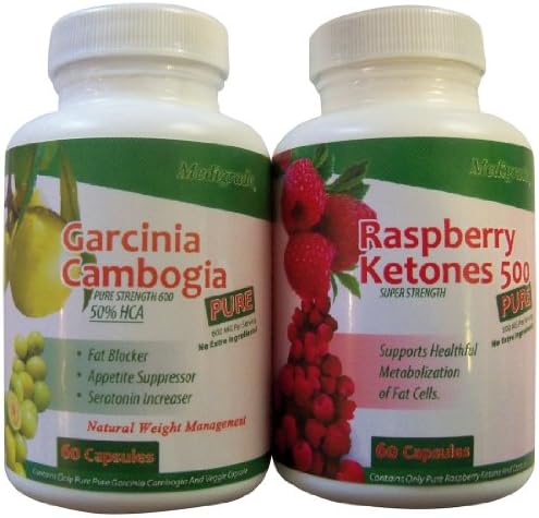 MedigradeTM Garcinia Cambogia And Raspberry Ketones Weight Loss Supplements Combination Pack :: 1 Bottle of 60 X 600 Mg Veggie Capsules Of Pure Garcinia Cambogia Extract, PLUS 1 Bottle of 60 X 500 Mg Veggie Capsules of Pure Raspberry Ketones 500