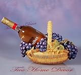 WINE BOTTLE HOLDER TUSCANY VINEYARD GRAPE IN BASKET