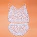 Tenworld Translucent Underwear Set Women Lace Strap Tank Top Briefs White(S-XL)