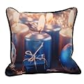 Blue Christmas Candles Pillow