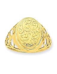14k White Gold 32mm Oval Flower with Scrolls Locket