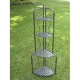 International Caravan Iron Folding Corners Bakers Shelf - Antiqued Black - 3465-ep