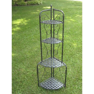 International Caravan Iron Folding Corners Bakers Shelf - Antiqued Black - 3465-ep