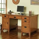 Best Price Home Styles Furniture Arts Crafts Wood Pedestal Desk in Ebony
