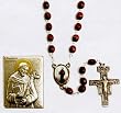 Specialty Rosary - Saint Francis Rosary - Plaque Set- 7mm Wood Beads - IMPORTED FROM ITALY