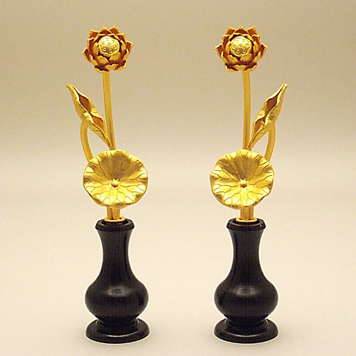 常花 華瓶付(一対)(総高さ(華瓶含む)13.5cm)◆仏壇用の仏具・常花(じょうか)