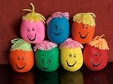 Produkt-Bild: 6 x Knautschgesicht 8cm, mit Wollhaaren, Stressball, Knetball, Antistressball